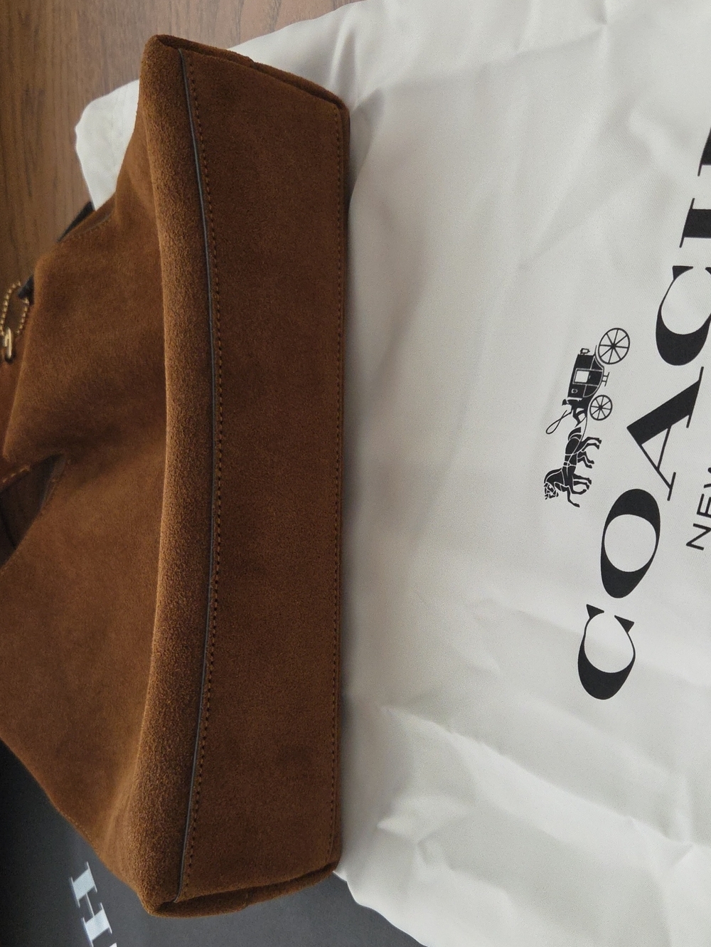 COACH BROOKLYN SHOULDER BAG 28 WARM BROWN SUEDE LEATHER HOBO MINIMALIST - Picture 16 of 16